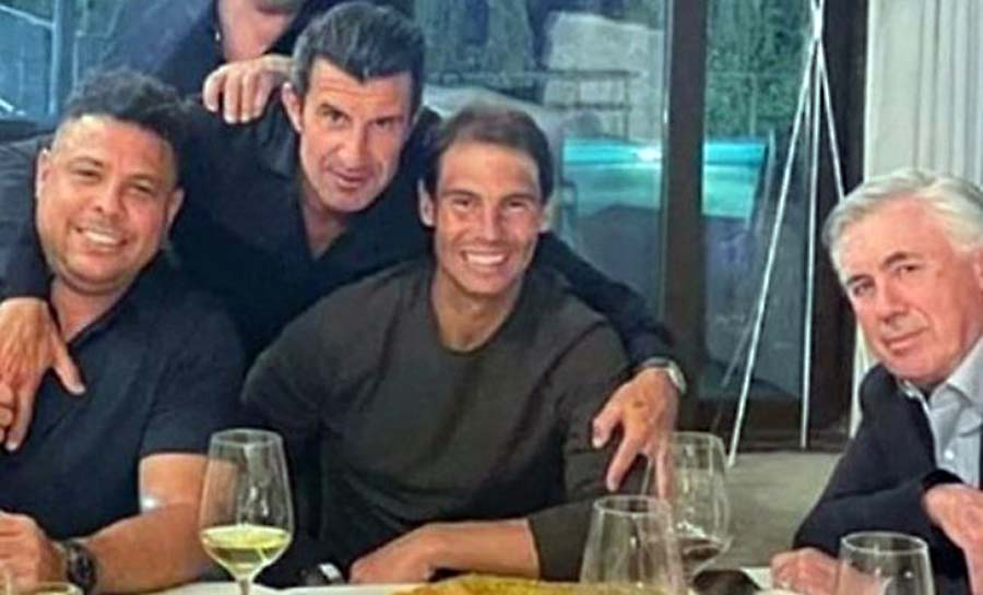 Nadal comemora título do Real Madri com Ronaldo e Figo