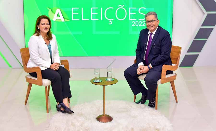 Na Rede TV, Mara diz que vai gerar emprego no Acre, garantir três refeições aos estudantes e valorizar professores