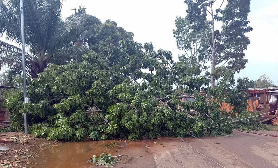 Após rajadas de ventos de 70 km/h, vila na zona rural de Rio Branco tem mais de 50 casas atingidas