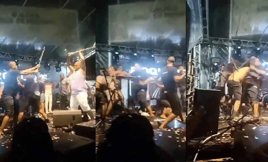 Bandas Psirico e Samba Trator brigam no palco durante show