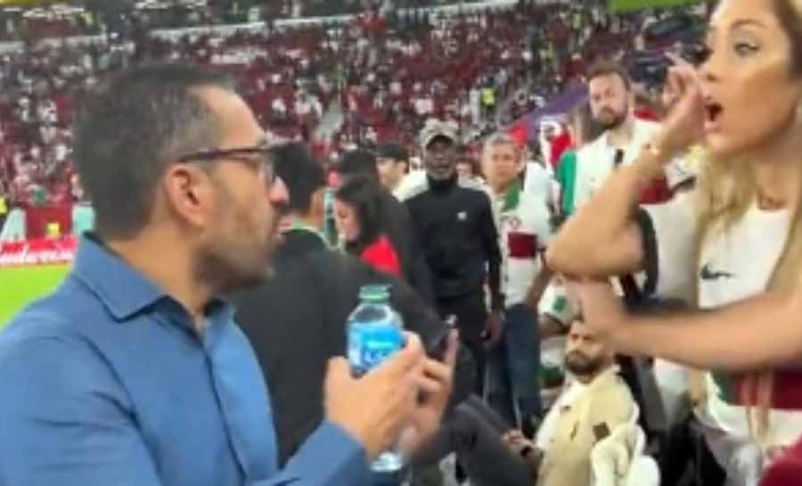 Torcedor joga água em Cristiano Ronaldo e é repreendido por brasileiro