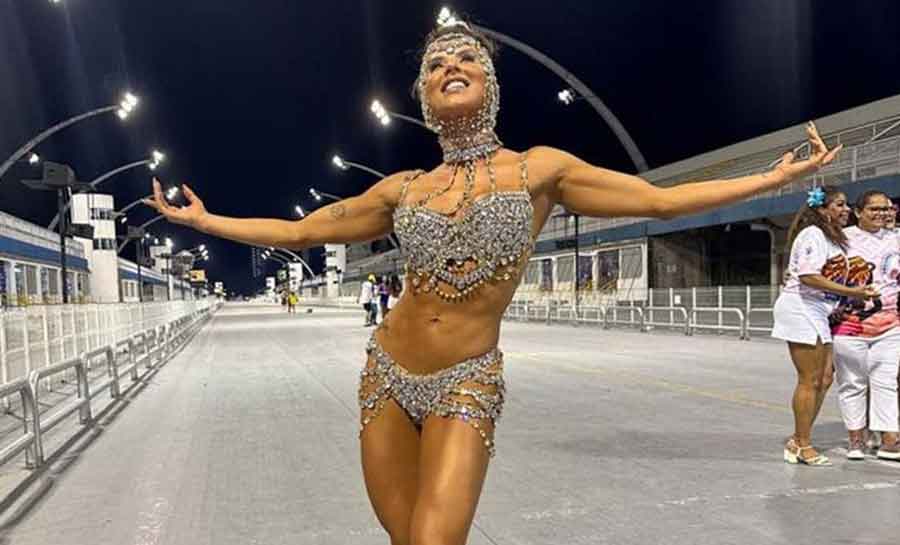 Musa da Rosas de Ouro faz injeção de soro em preparação para Carnaval