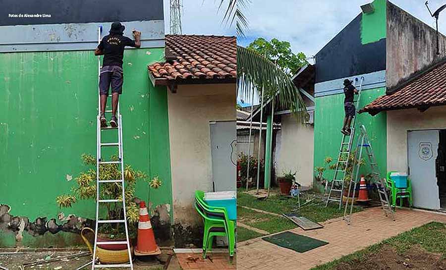 Em Brasiléia, servidores se unem para realizar reforma em delegacia por falta de estrutura, denuncia Tadeu Hassem