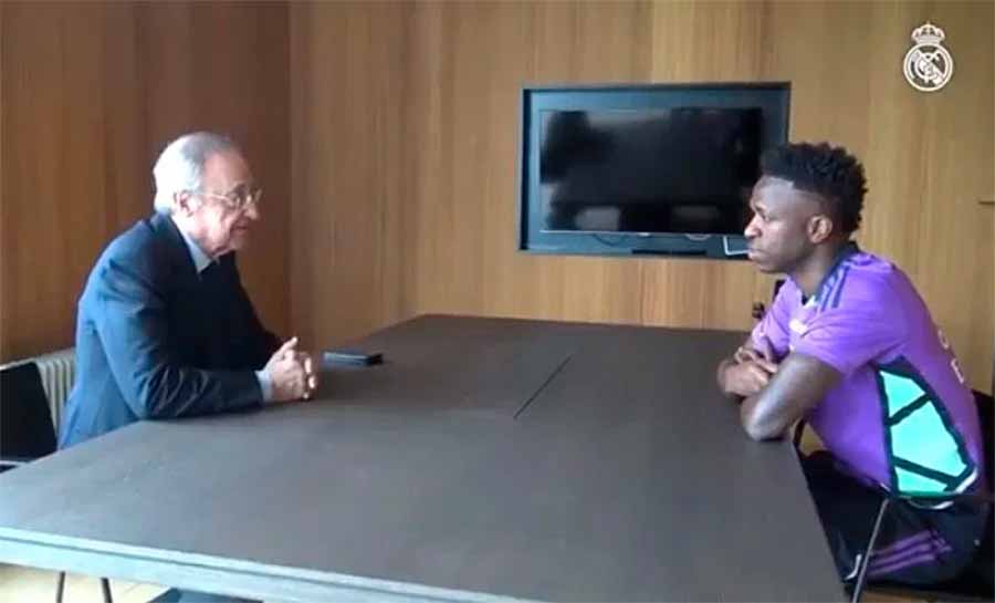 Presidente do Real Madrid se reúne com Vini Jr após caso de racismo