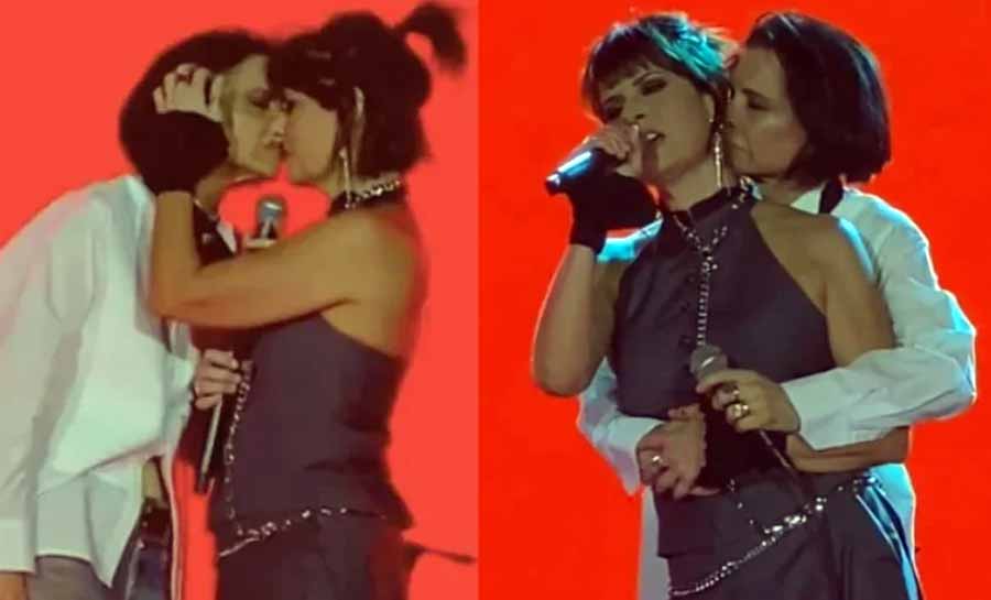 Marina Lima e Fernanda Abreu se beijam em show do Coala Festival