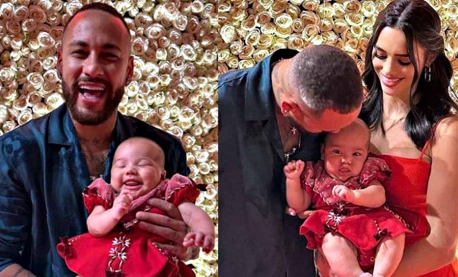 Neymar posta novas fotos de Natal com a filha e web reage: ‘Sua cara’
