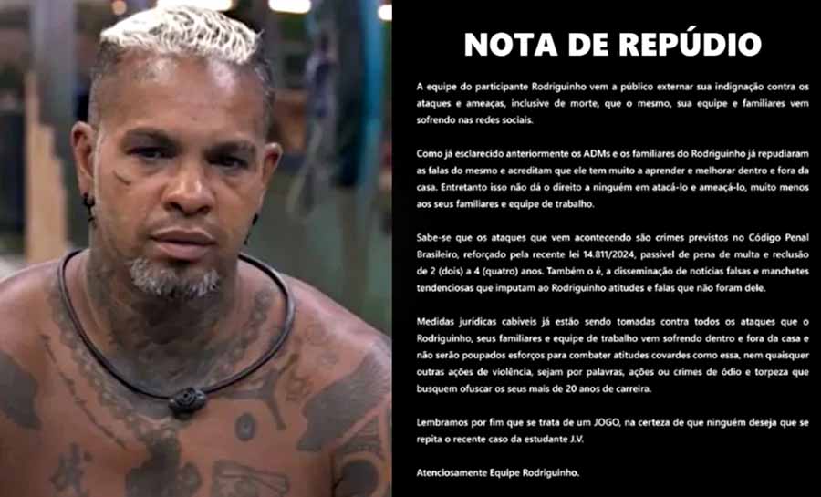 BBB: time de Rodriguinho publica nota de repúdio após ameaças de morte