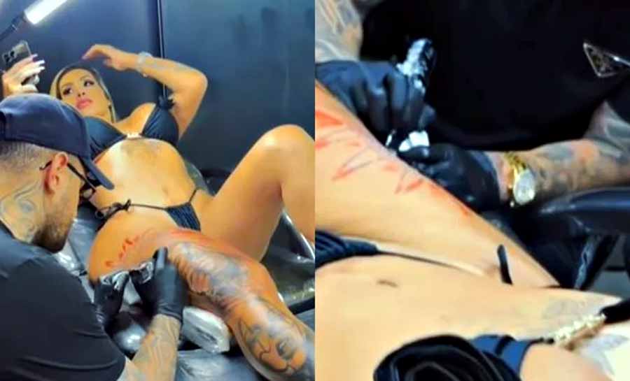 Juju Ferrari é alvo de críticas por fazer tatuagem de biquíni