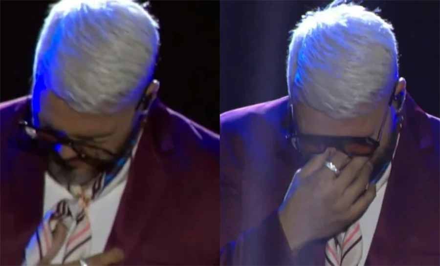 Belo se emociona e chora no primeiro show após separação de Gracyanne