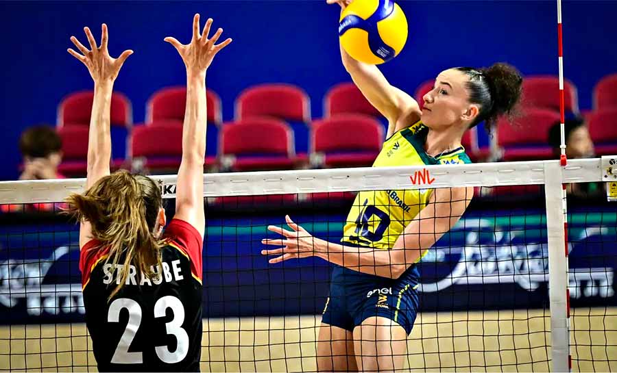 Brasil bate Alemanha e chega à 10ª vitória na Liga das Nações de Vôlei