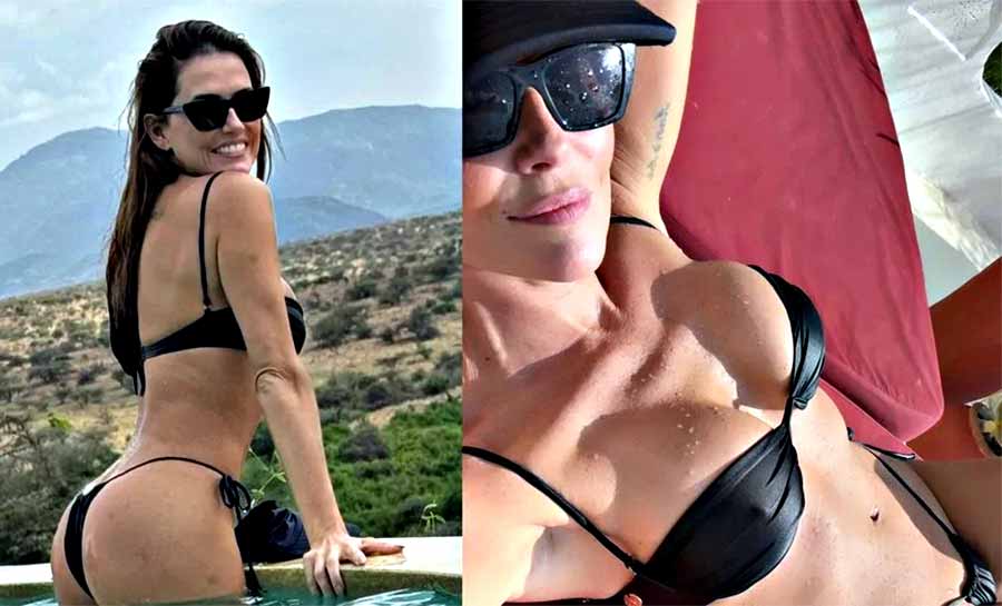 Deborah Secco posa de biquíni fio-dental durante viagem na África