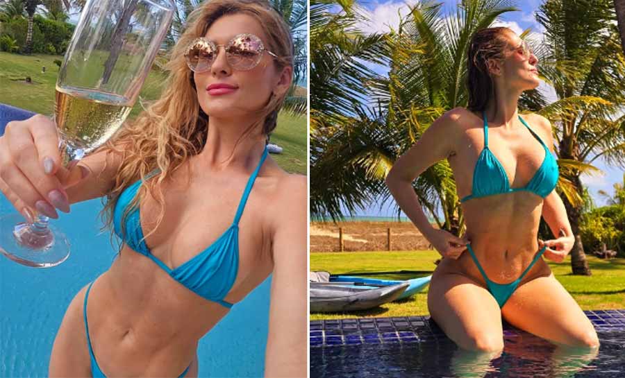 Lívia Andrade arrasa em dia de piscina e exibe corpo escultural em biquíni