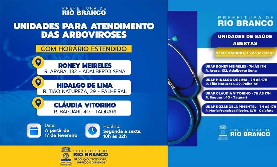 Fique atento - Em Rio Branco, quatro Uraps funcionam até às 17h; saiba mais