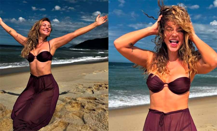 Paolla Oliveira posa de biquíni na praia: “Dona de mim”