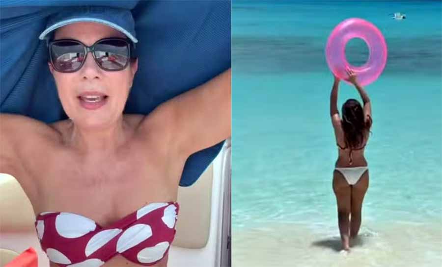 Regina Volpato posa de biquíni no Caribe venezuelano