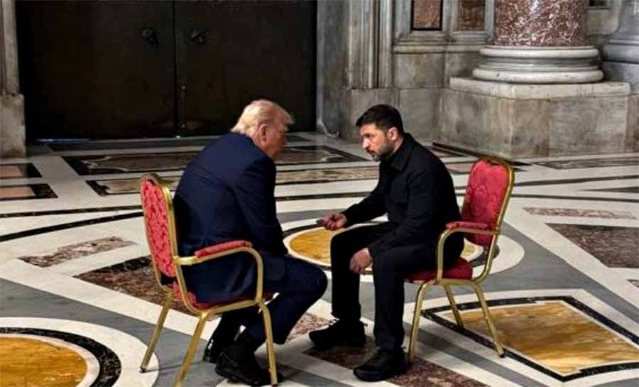 Trump e Zelensky conversam antes do funeral do papa Francisco