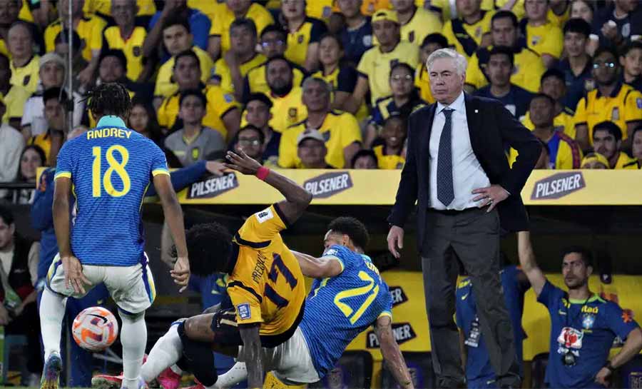Brasil joga mal e fica no 0 a 0 com o Equador na estreia de Ancelotti