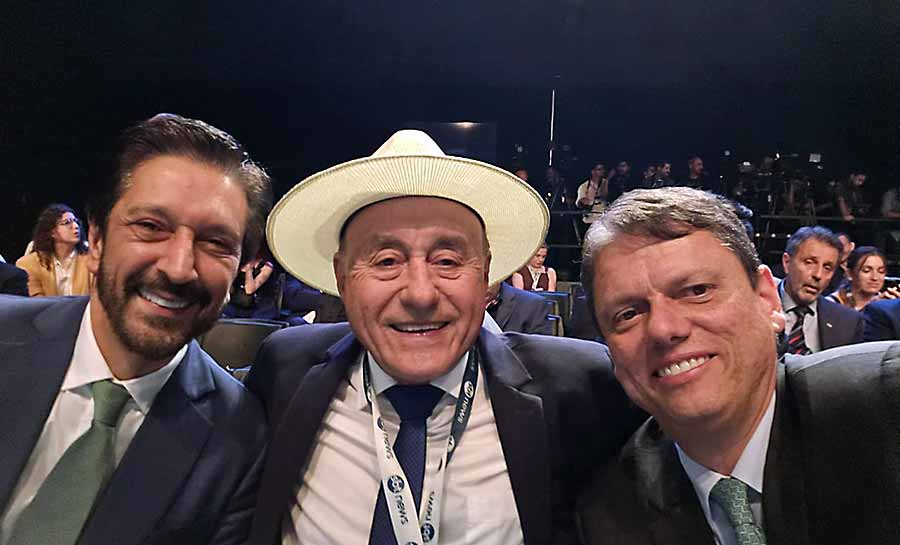 Encontro de líderes: Bocalom reencontra Alckmin e conversa com prefeito de São Paulo e governador Tarcísio durante inauguração do SBT News